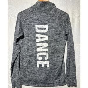 Under Armour 1/4 Zip Small Heather Gray DANCE Spell out Heat Gear Long Sleeve
